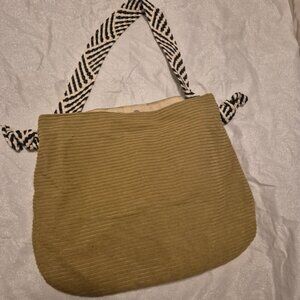 Stylish Olive Green Corduroy Tote Bag